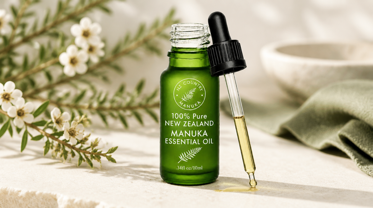 NZ Country East Cape Mānuka oil bottle — Mānuka oil for teeth and gums guide