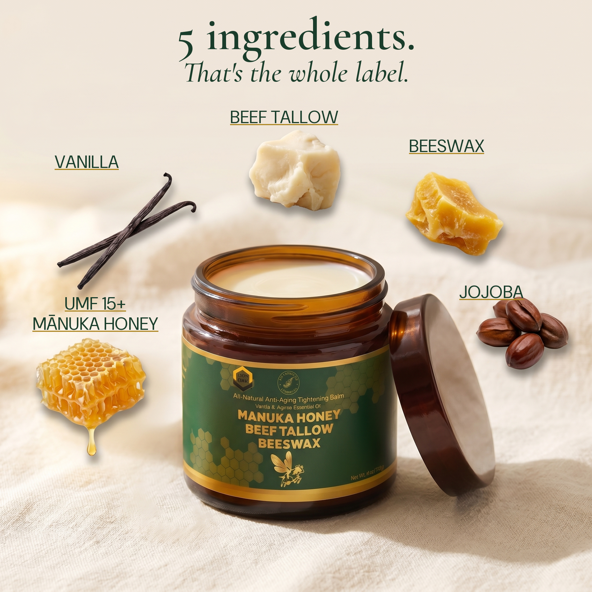 PRE-ORDER · Manuka Honey Tallow Balm UMF 15+ Grass Finish NZ Country Manuka